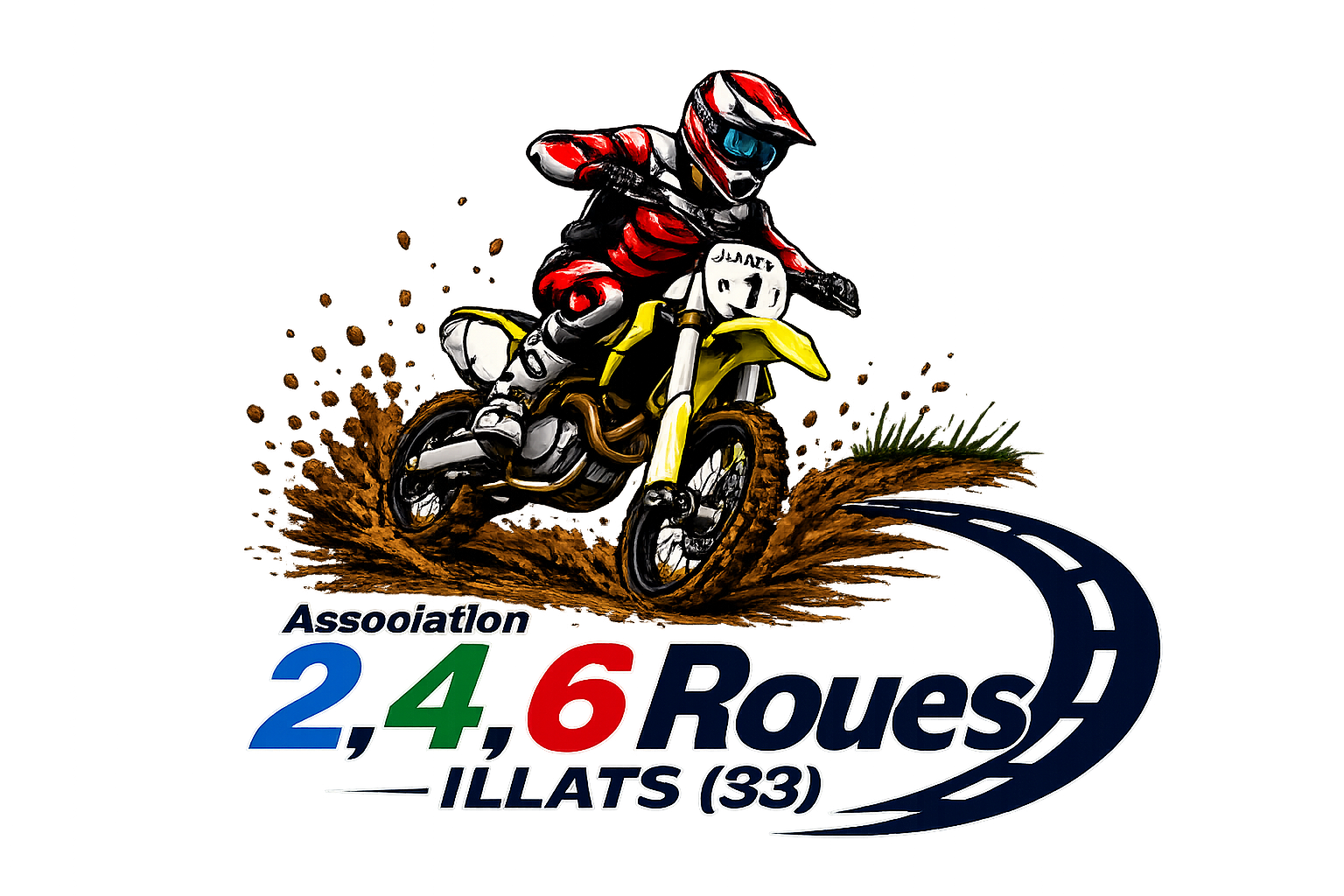 20260511jpd Logo ASSOCIATION 2 4 6 Roues Illats 33 v2 moto jaune n1 v5 TRANSPARENT Copie Copie